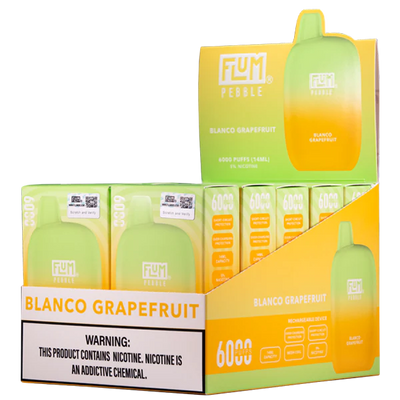 Blanco Grapefruit Flum Pebble 6000 Puffs Rechargeable Disposable Vape 14ML