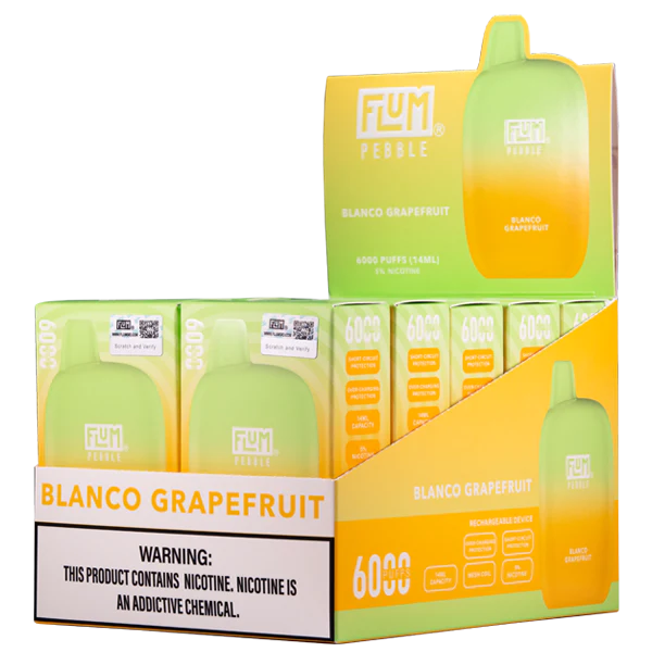 Blanco Grapefruit Flum Pebble 6000 Puffs Rechargeable Disposable Vape 14ML