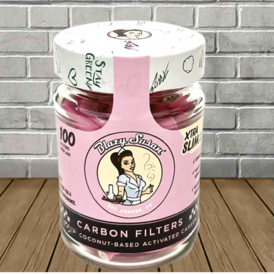 Blazy Susan Xtra Slim Activated Carbon Filter Tips 100ct Jar Best Sales Price - CBD