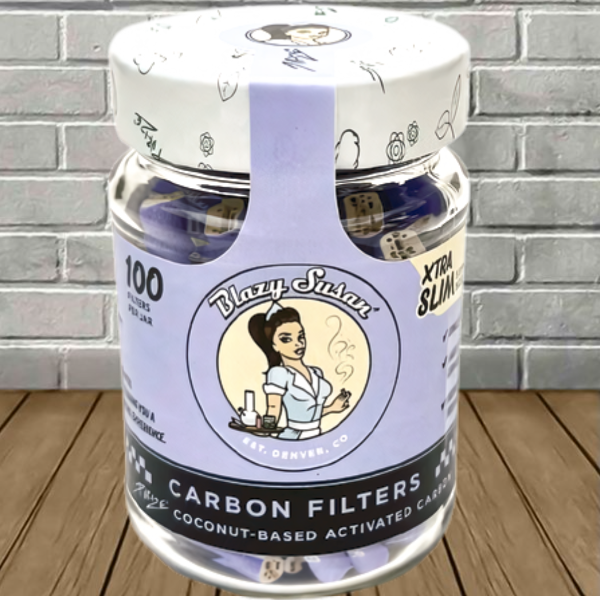 Blazy Susan Xtra Slim Activated Carbon Filter Tips 100ct Jar Best Sales Price - CBD