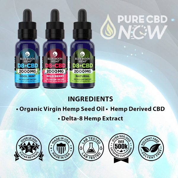 Blue Moon Hemp D8 and CBD Tincture 2000mg Best Sales Price - Tincture Oil