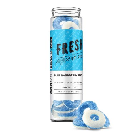 Blue Raspberry Rings Gummies - D9, CBD Blend - 800MG - Fresh Best Sales Price - Gummies