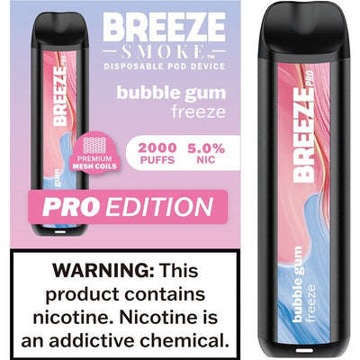 Breeze Pro Disposable Vape Kit 2000 Puffs 6ml Bubble Gum Freeze Flavor Best Sales Price - Disposables