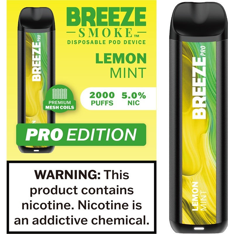 Breeze Pro Disposable Vape Kit 2000 Puffs 6ml Lemon Mint Flavor Best Sales Price - Disposables