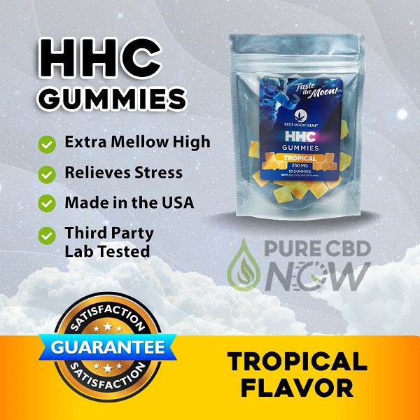 Blue Moon Hemp HHC Tropical Fruit Gummies 250mg (10ct) Best Sales Price - Gummies