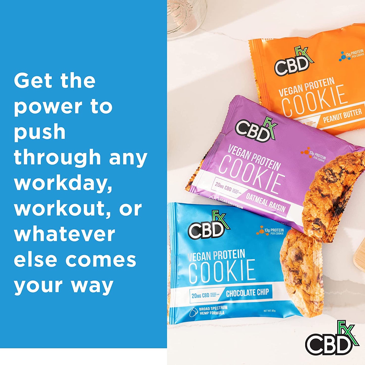 CBDFX CBD EDIBLES - Vegan Protein Chocolate Chip CBD Cookie 20MG Best Sales Price - Edibles