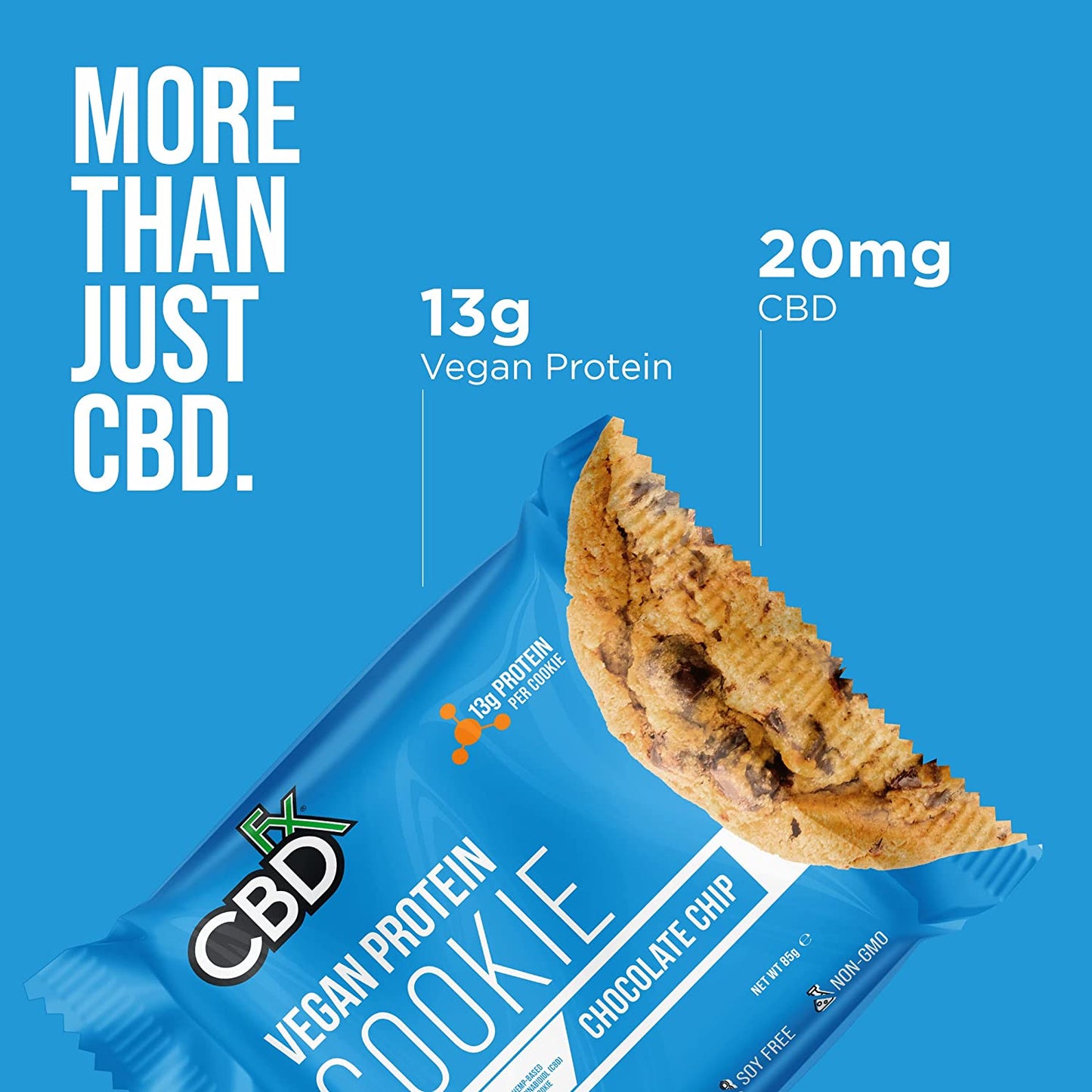 CBDFX CBD EDIBLES - Vegan Protein Chocolate Chip CBD Cookie 20MG Best Sales Price - Edibles