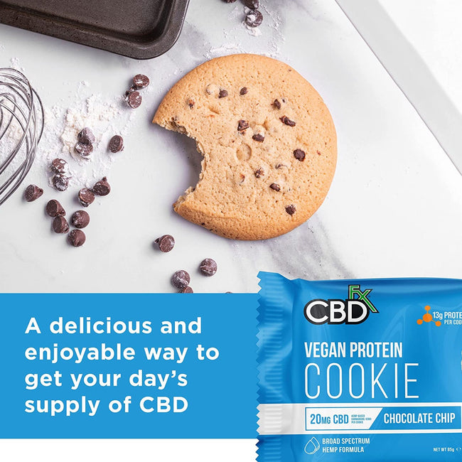 CBDFX CBD EDIBLES - Vegan Protein Chocolate Chip CBD Cookie 20MG Best Sales Price - Edibles