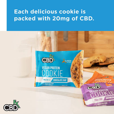 CBDFX CBD EDIBLES - Vegan Protein Chocolate Chip CBD Cookie 20MG Best Sales Price - Edibles