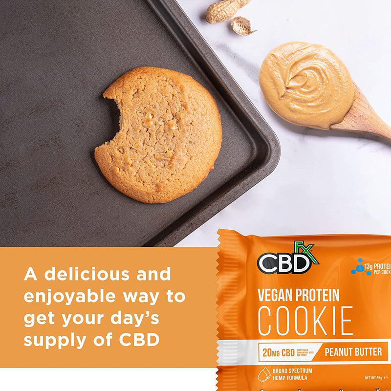 CBDFX CBD Edibles - Vegan Protein Peanut Butter CBD Cookie 20MG Best Sales Price - Gummies