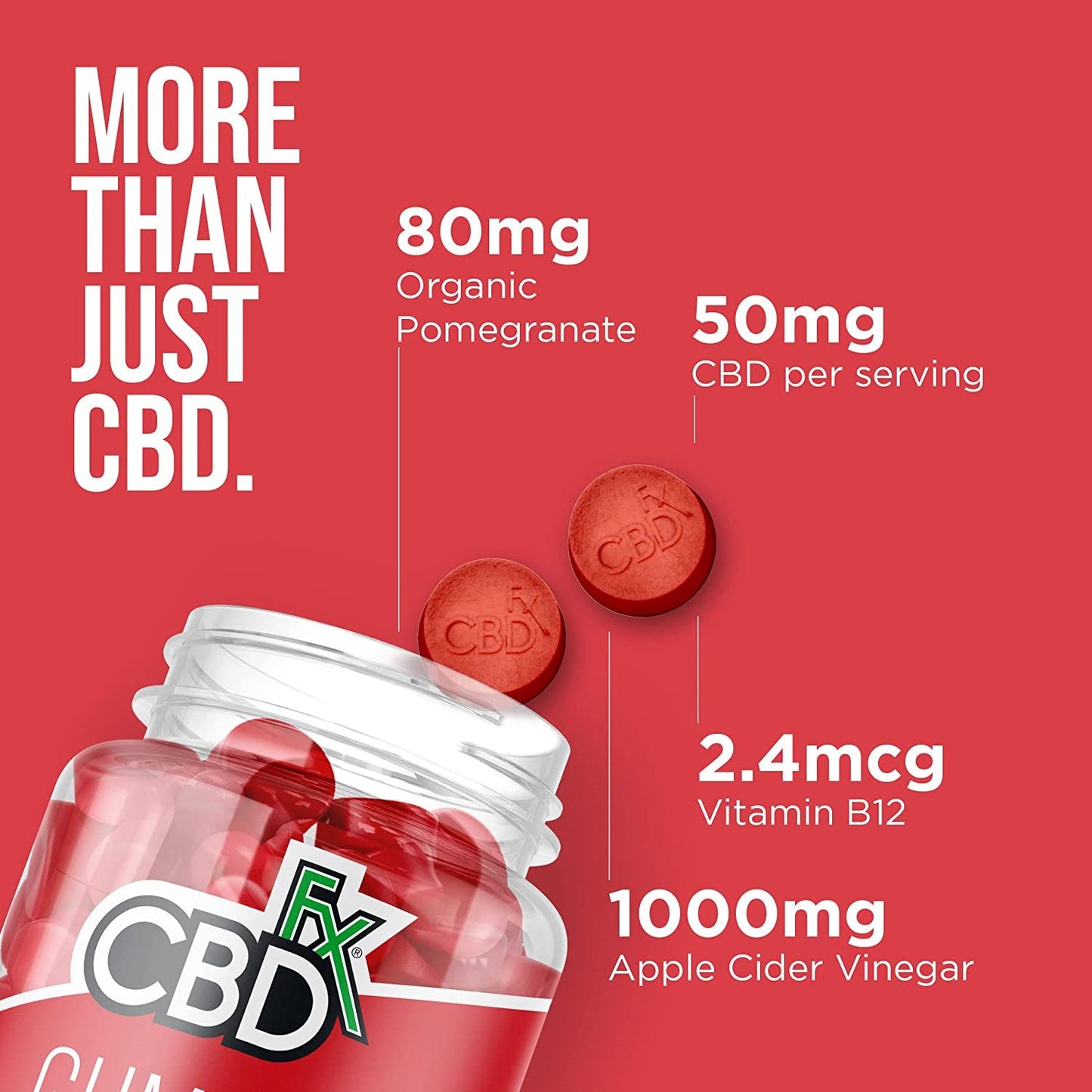 CBDfx CBD Gummies - Broad Spectrum Apple Cider Vinegar Gummies 25MG 1500MG Best Sales Price - Gummies