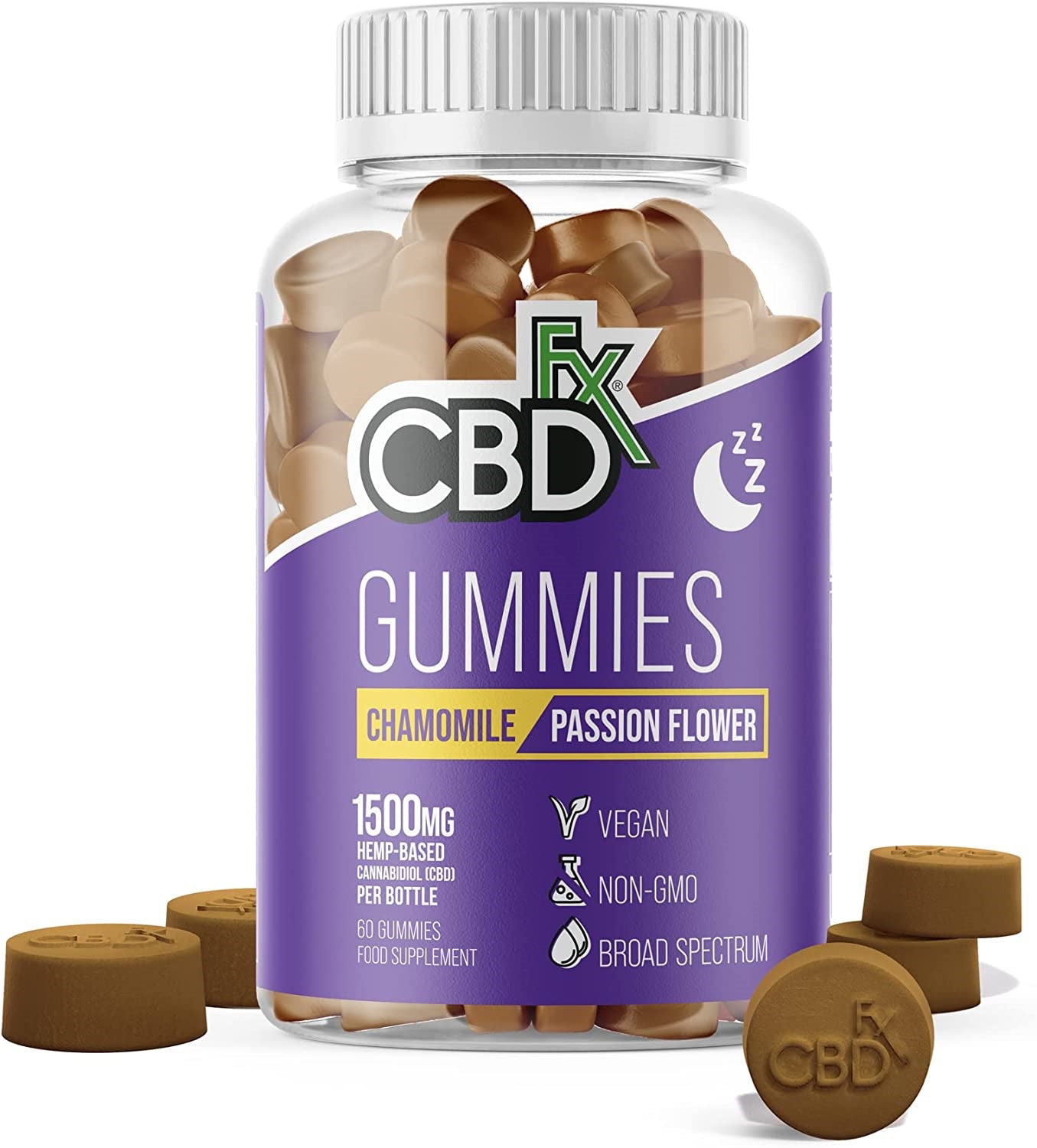 CBDfx CBD Gummies - Broad Spectrum Melatonin Sleep Gummies - 25MG - 1500MG