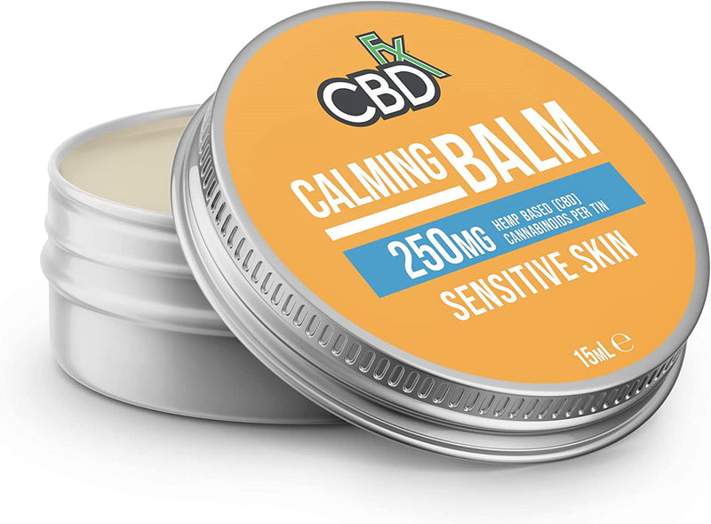 CBDfx Calming Balm 250mg CBD High Strength Infused with Moisturising Shea Butter and Primrose Oil 15ml Tin