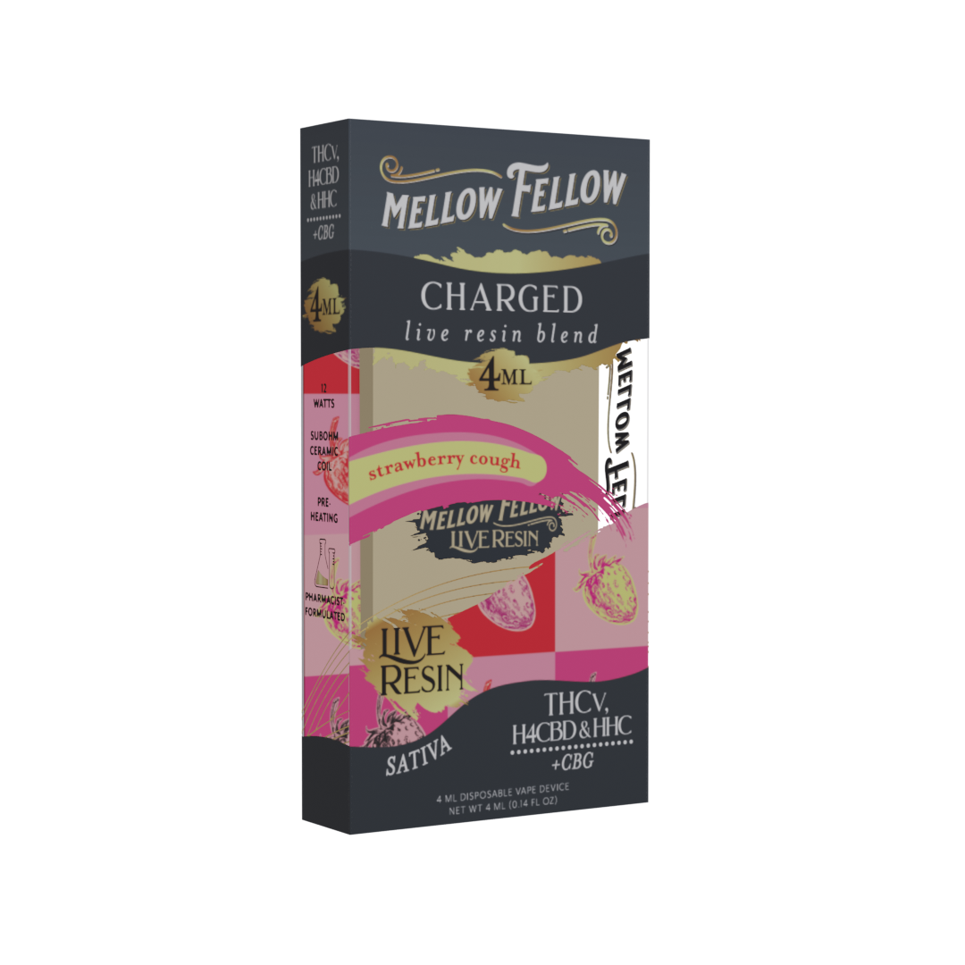 Mellow Fellow Charged Blend 4ml Live Resin Disposable Vape Strawberry Cough Best Sales Price - Vape Pens