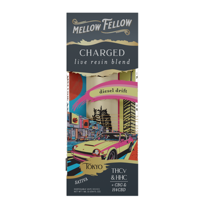 Mellow Fellow Charged Tokyo - Diesel Drift - Sativa - 1ml Live Resin Disposable Vape Best Sales Price - Vape Pens