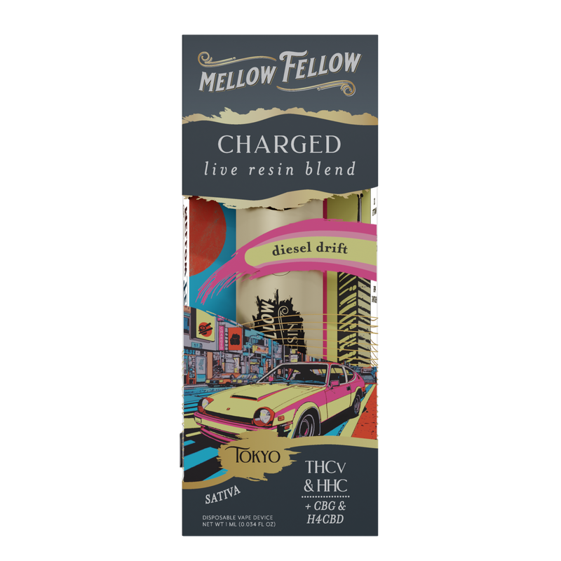 Mellow Fellow Charged Tokyo - Diesel Drift - Sativa - 1ml Live Resin Disposable Vape Best Sales Price - Vape Pens