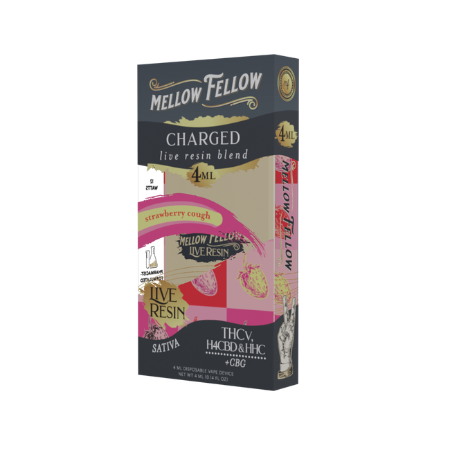 Mellow Fellow Charged Blend 4ml Live Resin Disposable Vape Strawberry Cough