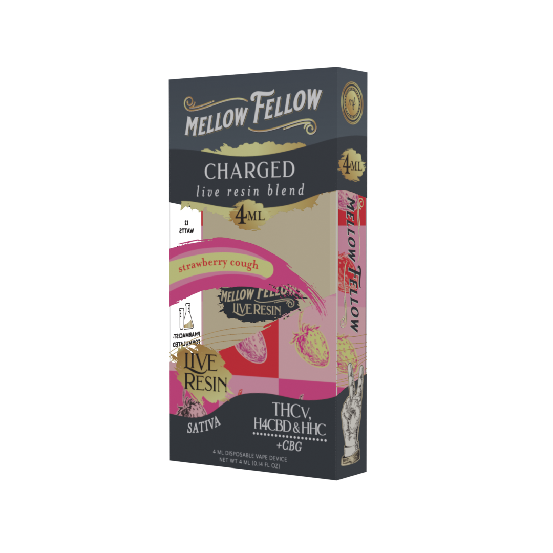 Mellow Fellow Charged Blend 4ml Live Resin Disposable Vape Strawberry Cough Best Sales Price - Vape Pens