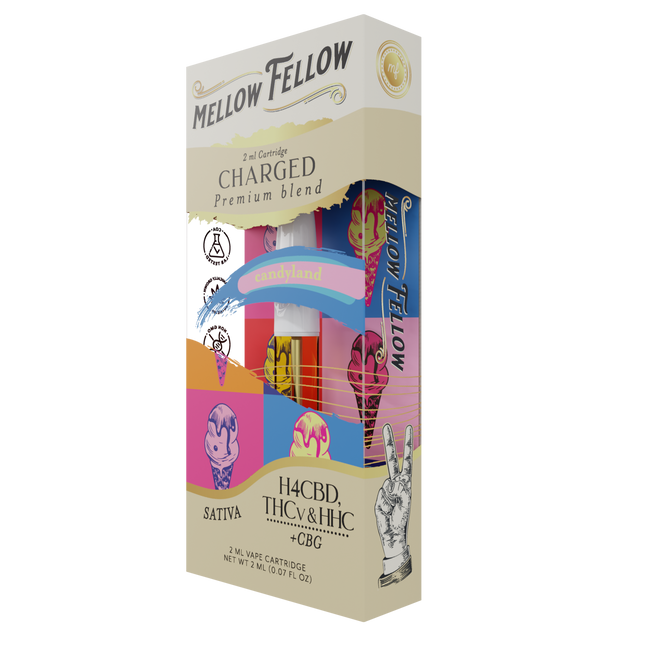 Mellow Fellow Charged Blend (Candyland) - THCv, HHC, H4CBD, CBG - 2ml Vape Cartridge Best Sales Price - Vape Cartridges