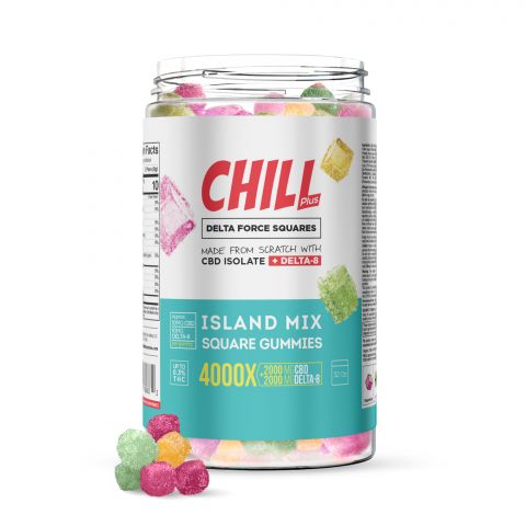 Chill Plus Delta-8 Square Gummies Island Mix 4000X Best Sales Price - Gummies