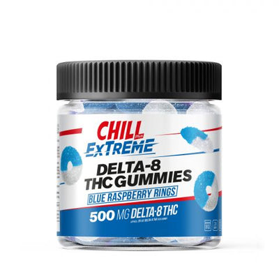 Chill Plus Extreme Delta-8 THC Gummies Blue Raspberry Rings 500MG Best Sales Price - CBD