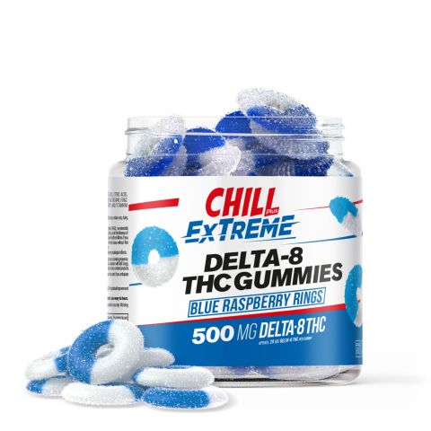 Chill Plus Extreme Delta-8 THC Gummies Blue Raspberry Rings 500MG Best Sales Price - CBD
