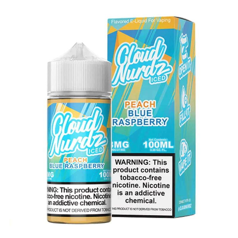 Cloud Nurdz E-Liquid No Nicotine Vape Juice 100ml (Peach Blue Raspberry) Best Sales Price - eJuice