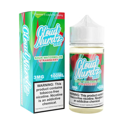 Cloud Nurdz E-Liquid No Nicotine Vape Juice 100ml (Sour Watermelon Strawberry) Best Sales Price - eJuice