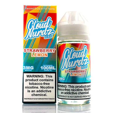 Cloud Nurdz E-Liquid No Nicotine Vape Juice 100ml (Strawberry Lemon) Best Sales Price - eJuice