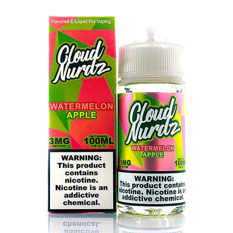 Cloud Nurdz E-Liquid No Nicotine Vape Juice 100ml (Watermelon Apple) Best Sales Price - eJuice