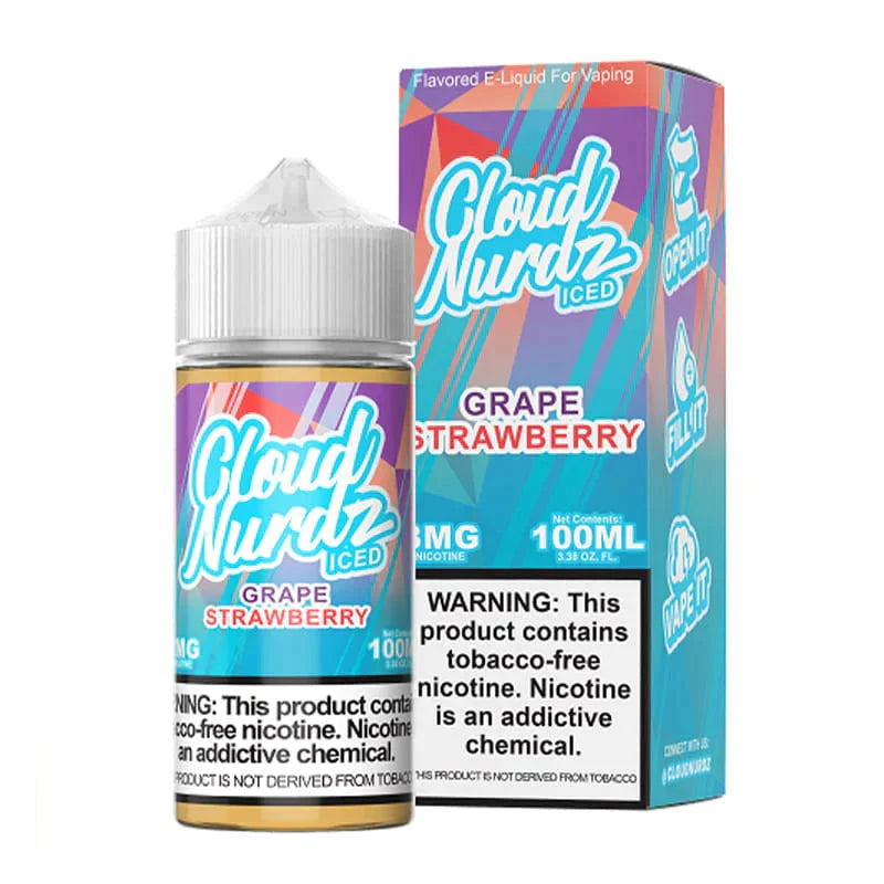 Cloud Nurdz ICED E-Liquid No Nicotine Vape Juice 100ml (Grape Strawberry Iced) Best Sales Price - eJuice