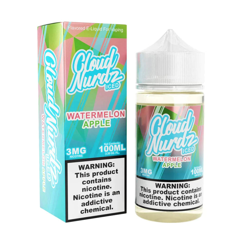 Cloud Nurdz ICED E-Liquid No Nicotine Vape Juice 100ml (Watermelon Apple Iced) Best Sales Price - eJuice