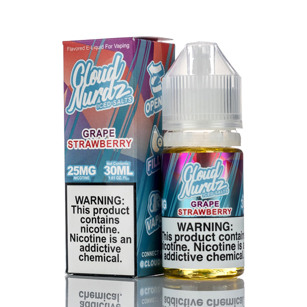 Cloud Nurdz Salts E-Liquid Grape Strawberry Iced 30ml (25mg) Best Sales Price - eJuice