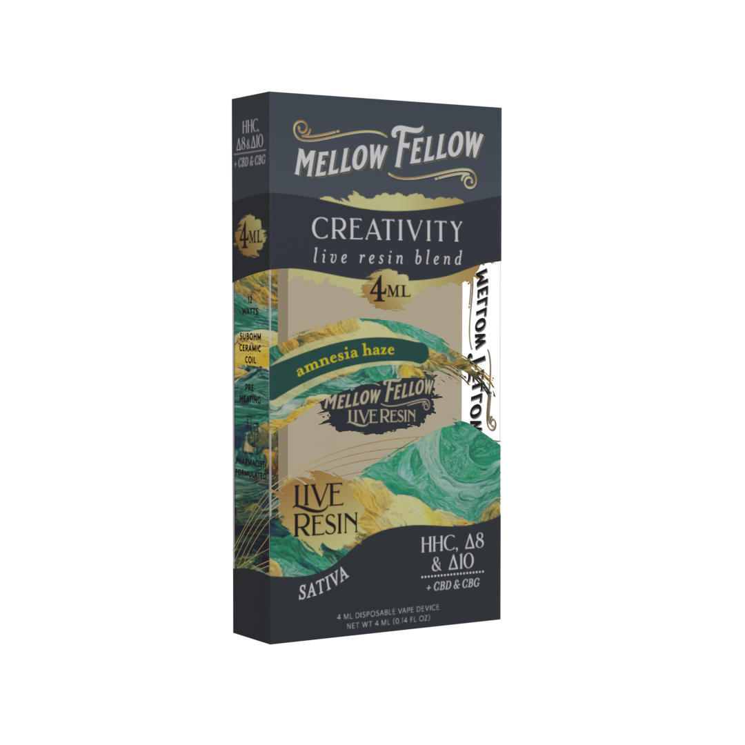 Mellow Fellow Creativity Blend 4ml Live Resin Disposable Vape Amnesia Haze Best Sales Price - Vape Pens