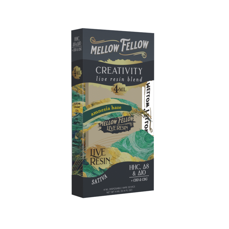 Mellow Fellow Creativity Blend 4ml Live Resin Disposable Vape Amnesia Haze Best Sales Price - Vape Pens