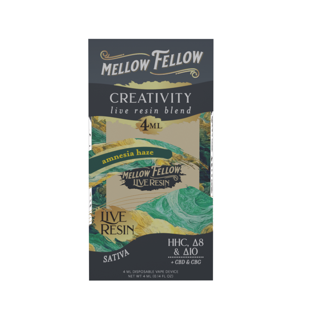 Mellow Fellow Creativity Blend 4ml Live Resin Disposable Vape Amnesia Haze Best Sales Price - Vape Pens