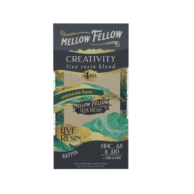 Mellow Fellow Creativity Blend 4ml Live Resin Disposable Vape Amnesia Haze Best Sales Price - Vape Pens