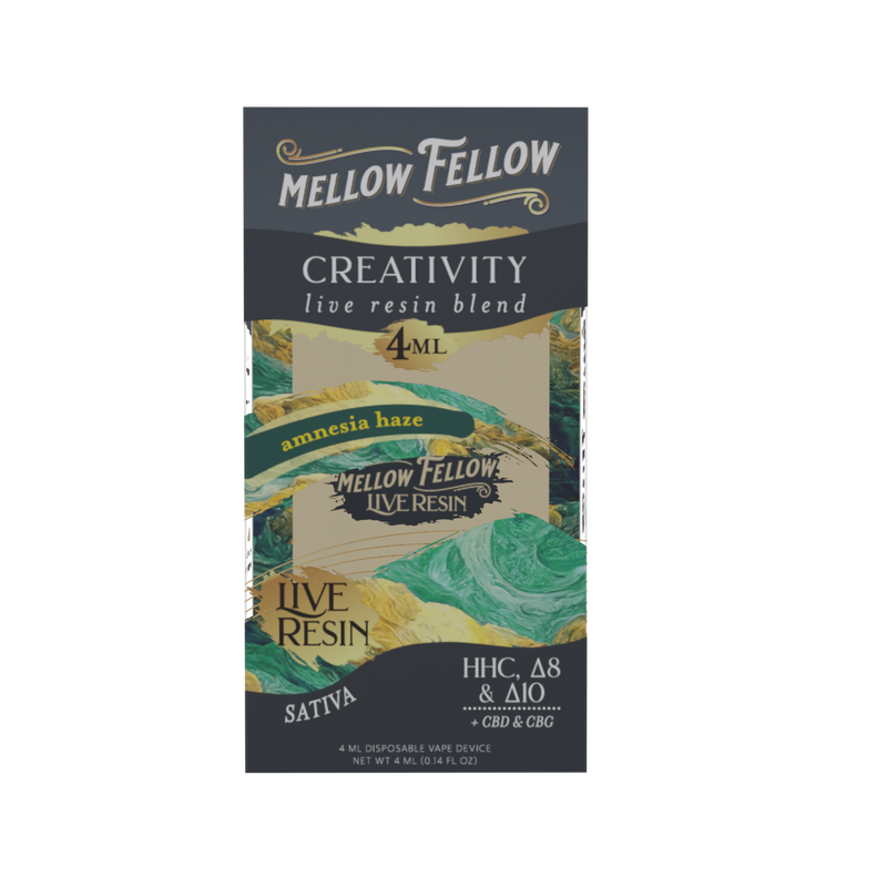 Mellow Fellow Creativity Blend 4ml Live Resin Disposable Vape Amnesia Haze Best Sales Price - Vape Pens