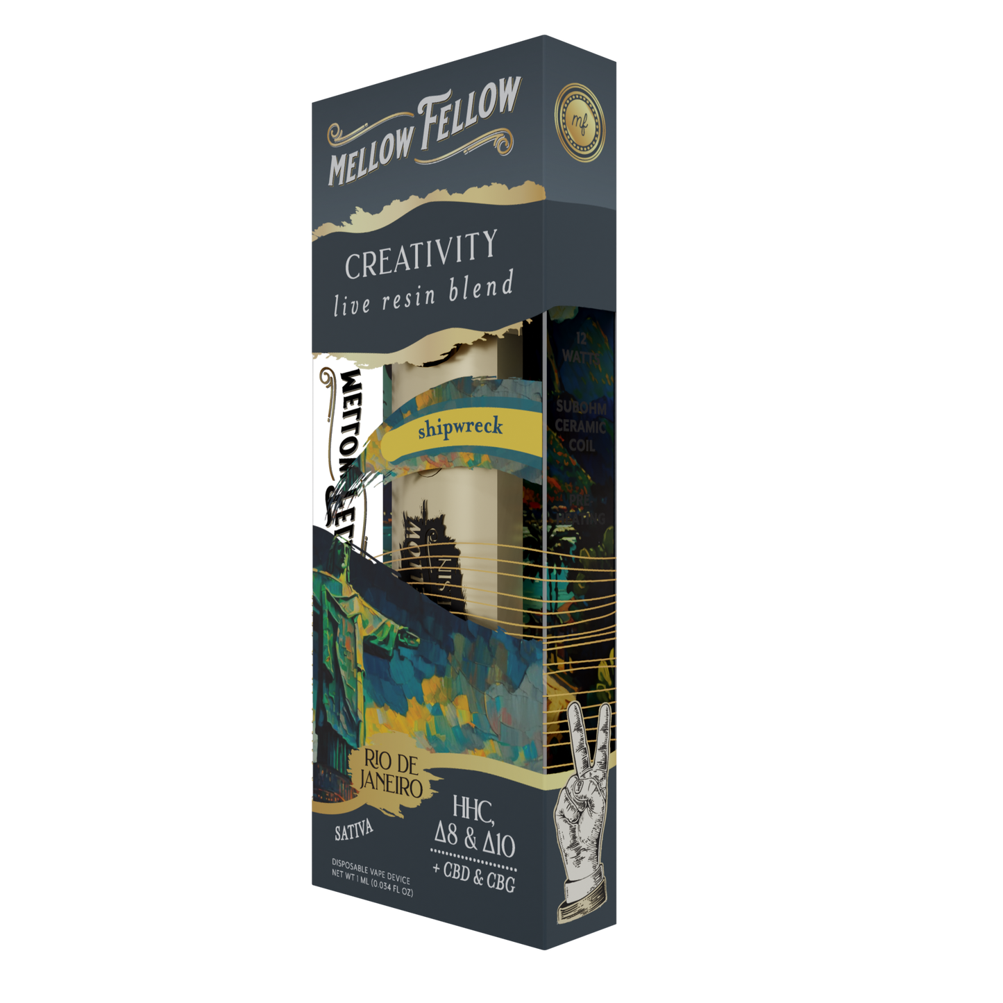 Mellow Fellow Creativity Rio De Janeiro - Shipwreck - Sativa - 1ml Live Resin Disposable Vape Best Sales Price - Vape Pens