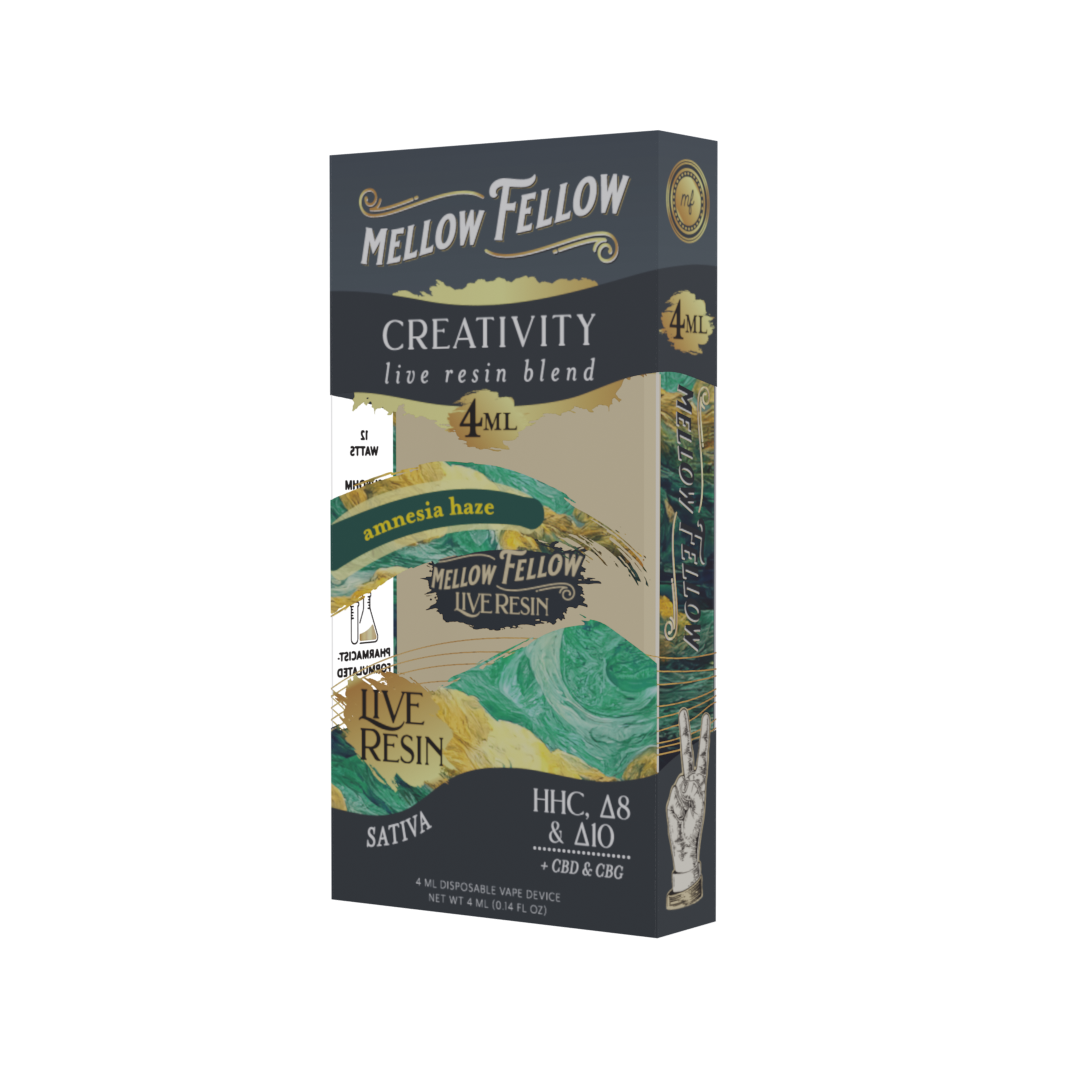 Mellow Fellow Creativity Blend 4ml Live Resin Disposable Vape Amnesia Haze Best Sales Price - Vape Pens