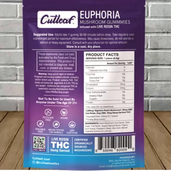 Cutleaf Mushroom Gummies Euphoria Blend 1000mg Best Sales Price - Gummies