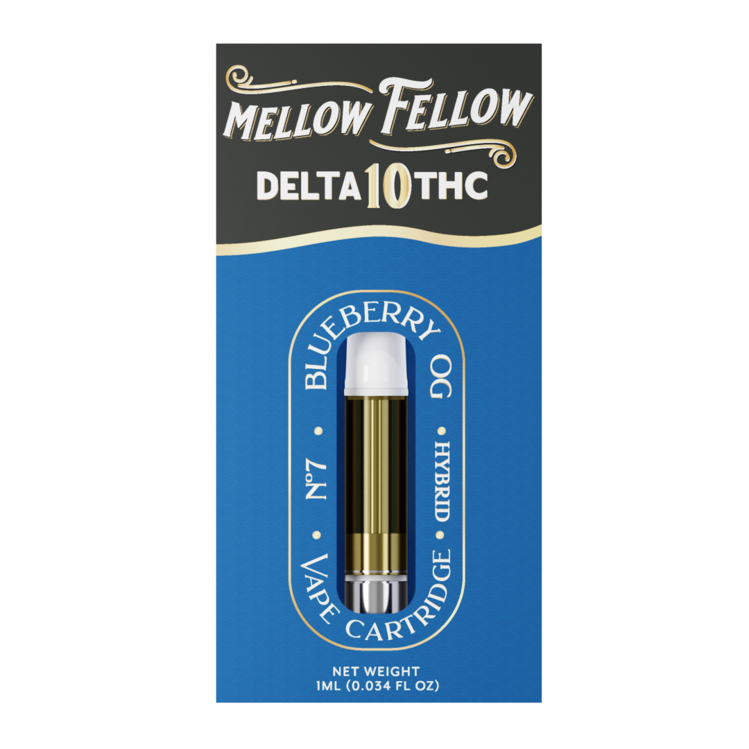 Mellow Fellow Delta 10 1ml Vape Cartridge Blueberry OG Best Sales Price - Vape Cartridges