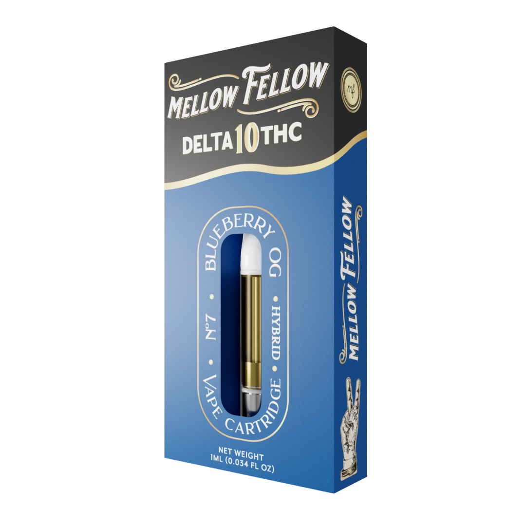 Mellow Fellow Delta 10 1ml Vape Cartridge Blueberry OG Best Sales Price - Vape Cartridges