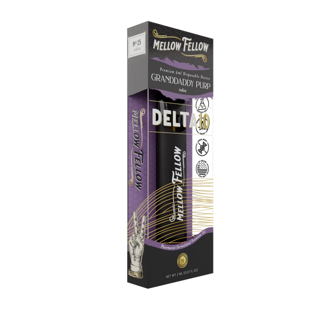Mellow Fellow Delta 10 Premium 2ml Disposable Vape Granddaddy Purp Best Sales Price - Vape Pens