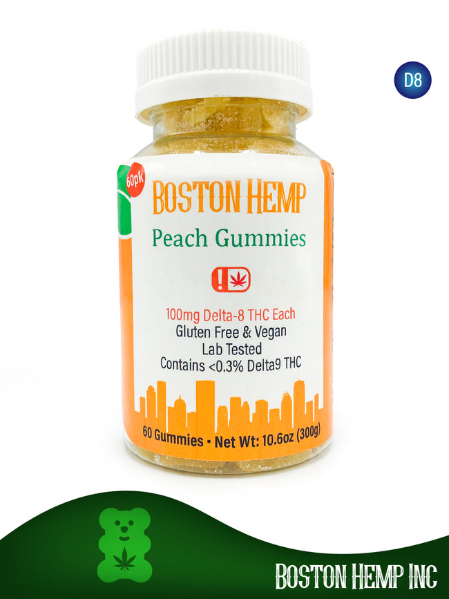 Boston Hemp Peach 100mg Delta 8 Gummies – Multiple Sizes Best Sales Price - Gummies