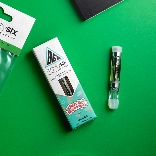 Eighty Six Jen & Berry’s Delta-8 THC Vape Cartridge (Gelato) Best Sales Price - Vape Cartridges