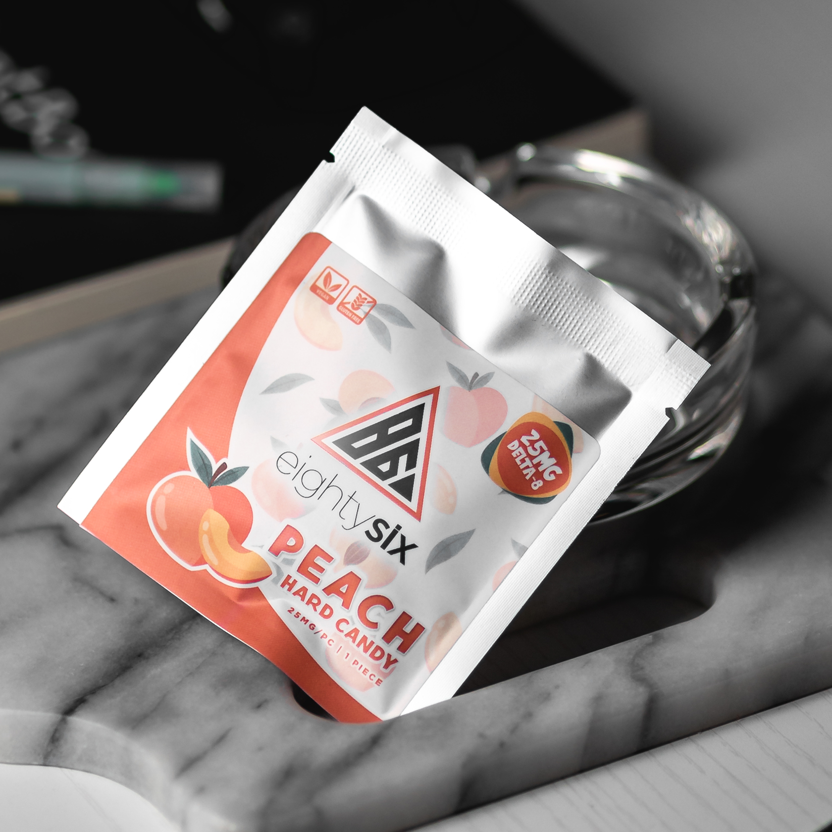 Eighty Six Peach 25MG Delta8 THC Hard Candy TenVape