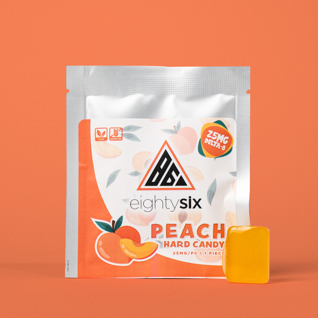 Eighty Six Peach 25MG Delta8 THC Hard Candy TenVape