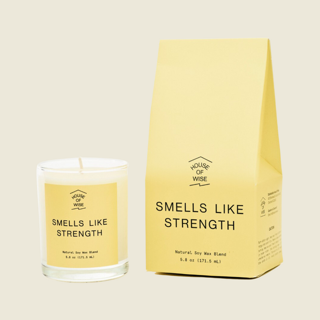 House of Wise Smells Like Strength Candle (5.8oz) Best Sales Price - Smoke Odor Eliminators