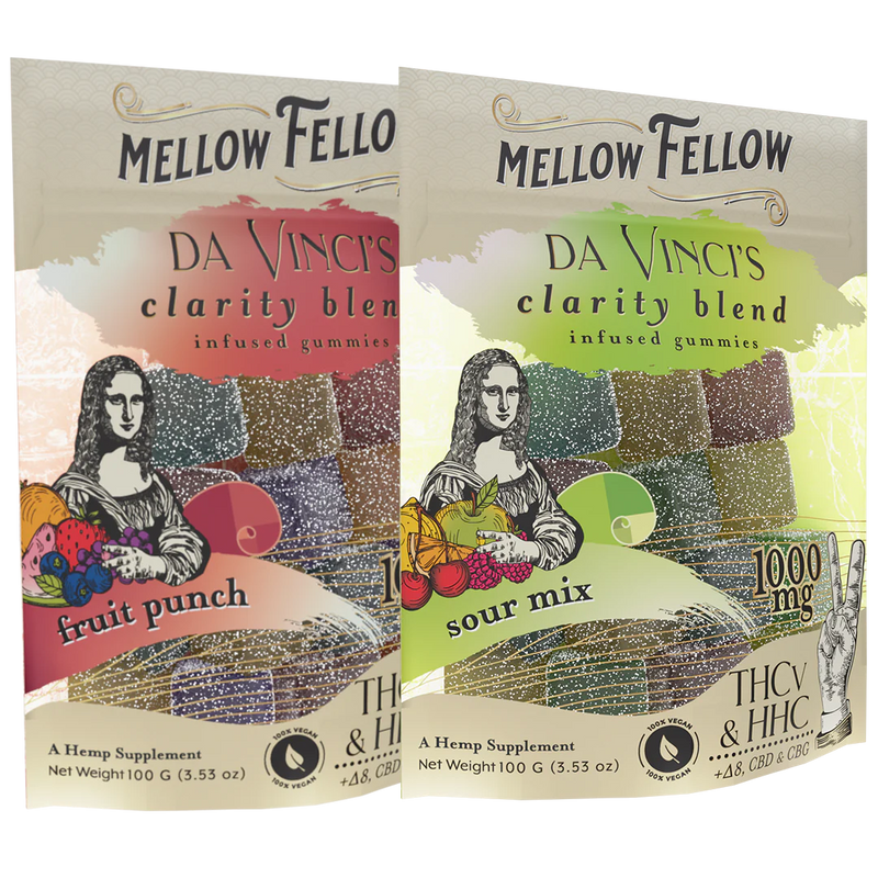Mellow Fellow Da Vinci’s Clarity Blend M-Fusions BAGS 2 Pack Bundle - CBD, CBG, HHC, D8, THCv - 50mg Per Gummy Best Sales Price - Bundles